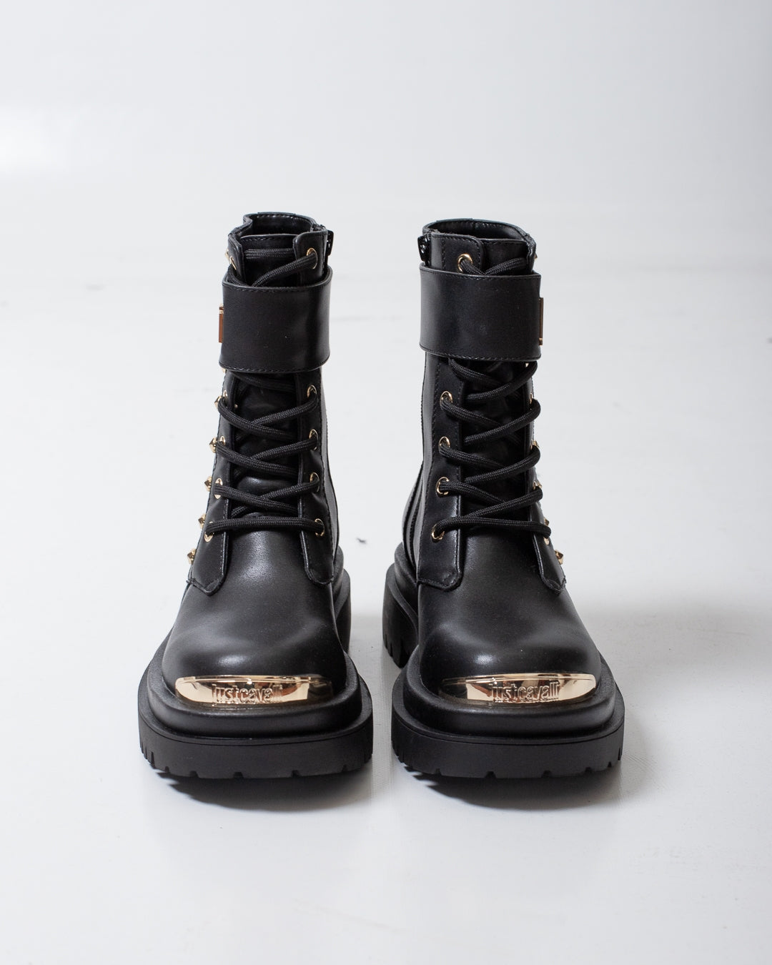 Stivali Just Cavalli con borchie e placca logata donna