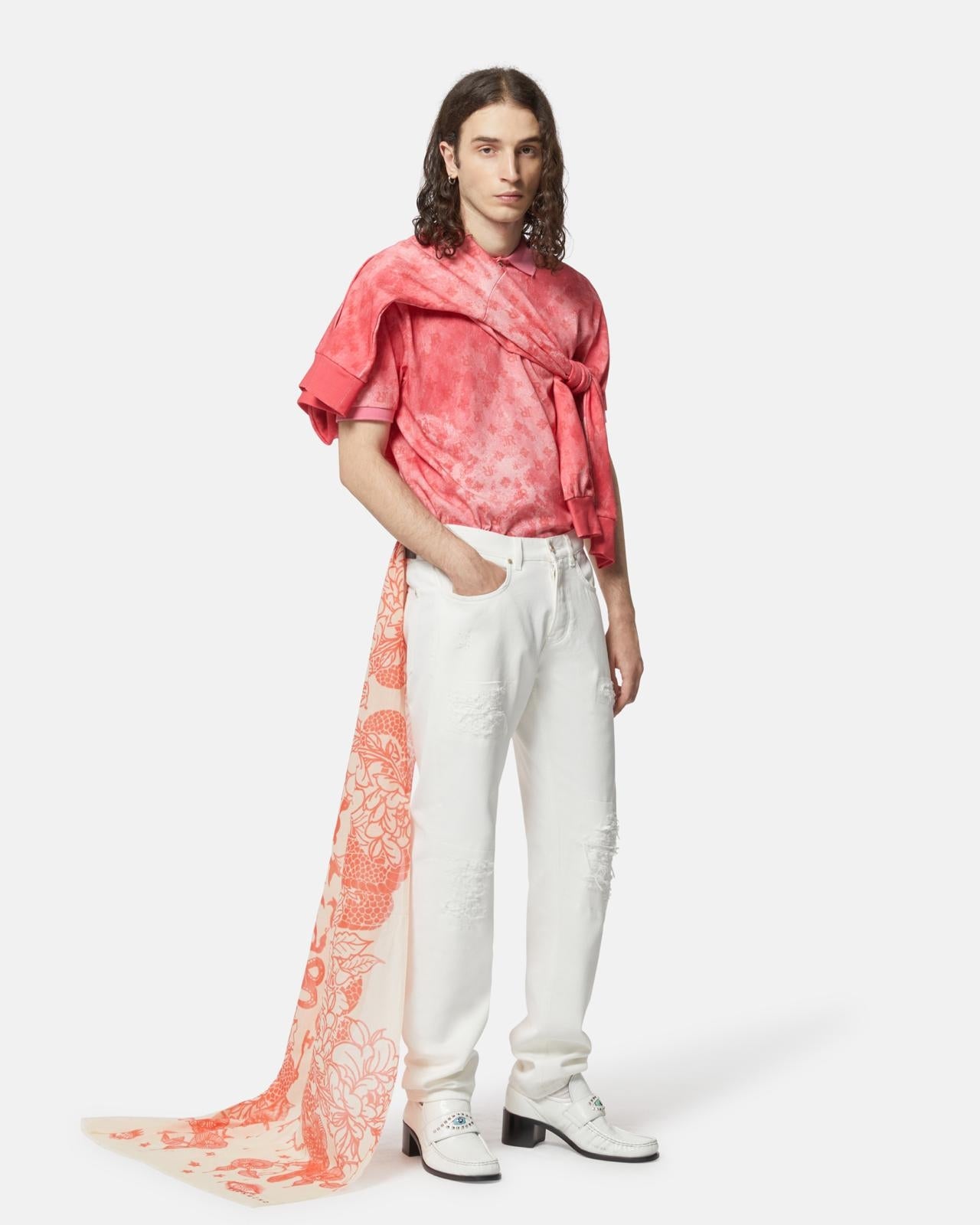 Polo John Richmond con logo stampato jacquard uomo