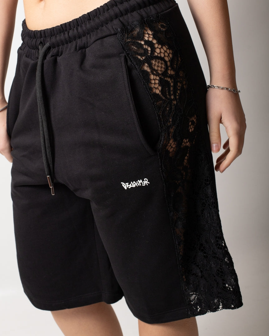 Bermuda Disclaimer in felpa con pizzo donna