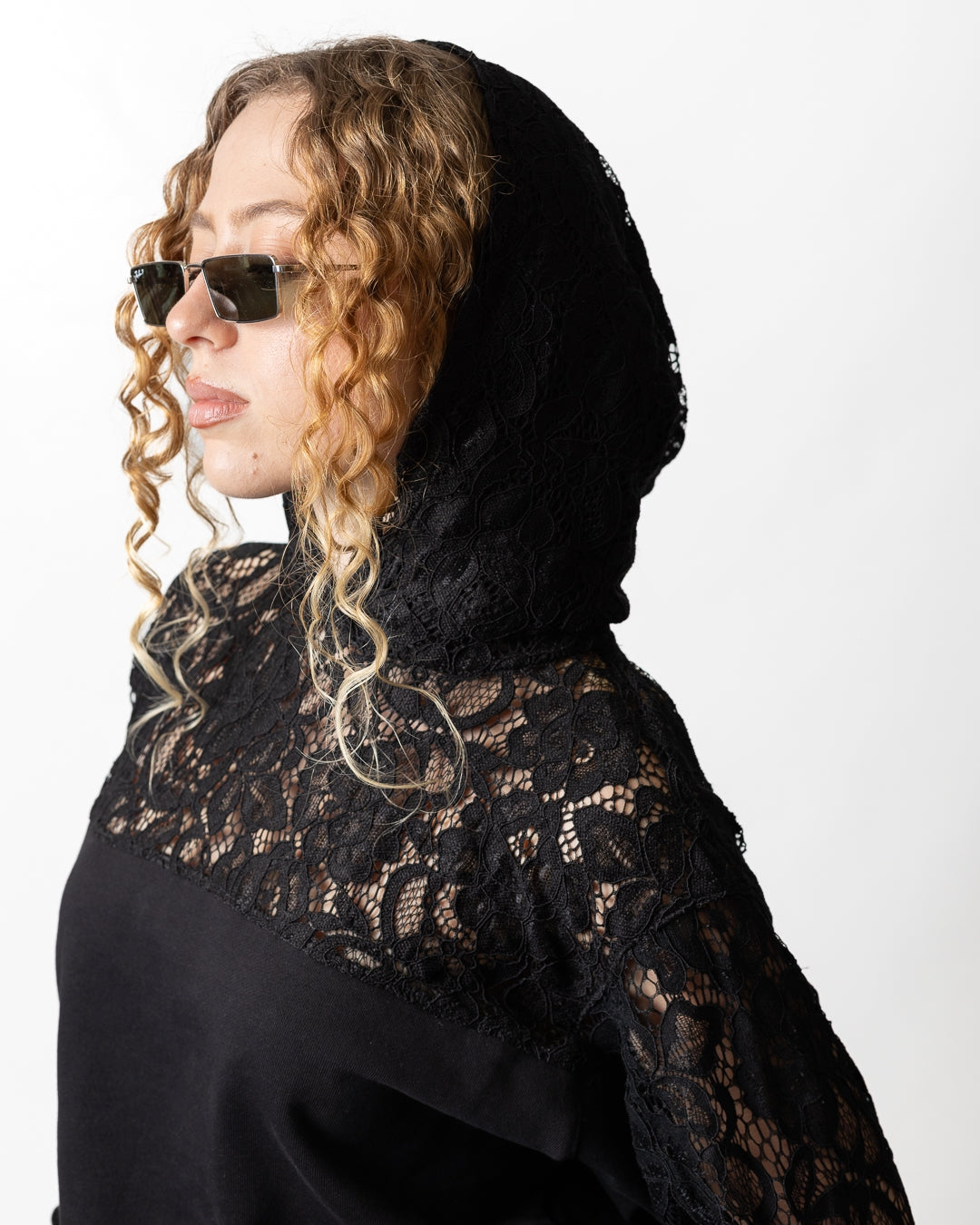 Felpa Disclaimer con dettagli in pizzo donna