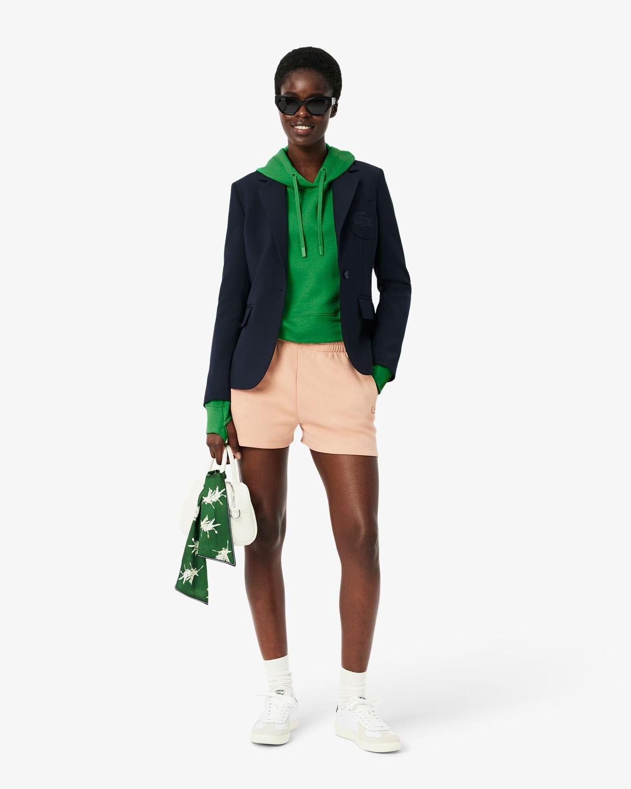 Felpa Lacoste cropped con cappuccio e logo in silicone donna