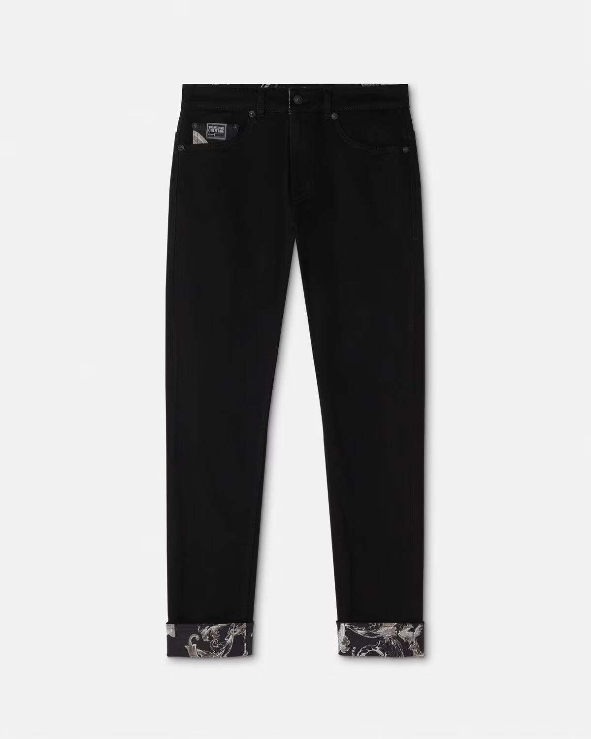 Pantalone Versace Jeans Couture narrow fit con piega e fantasia iconica uomo