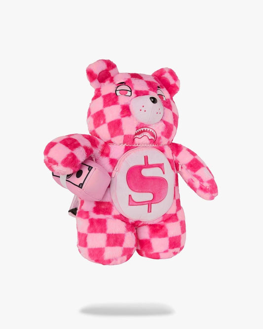 Zaino Sprayground orsetto fucsia "PINK FUR CHECK MONEYBEAR BACKPACK"