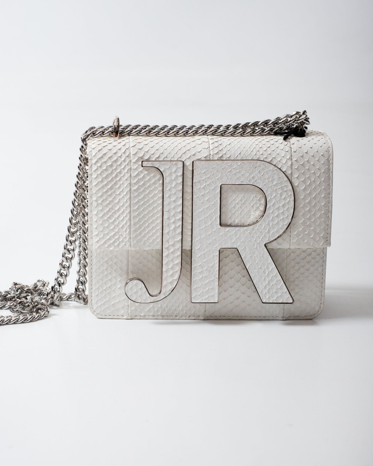 Borsa John Richmond white pitonata con maxi placca donna