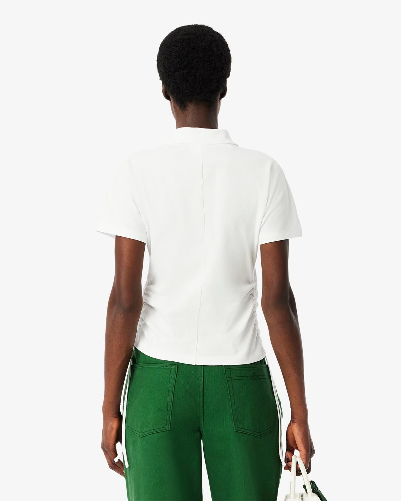 Polo Lacoste slim in petit piqué con coulisse donna