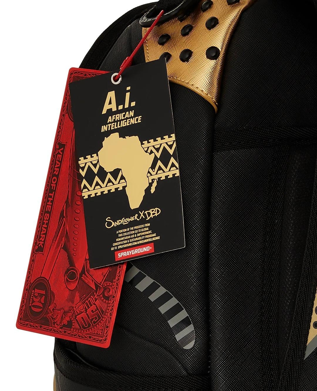Zaino Sprayground nero AI Wonderland gold and black backpack