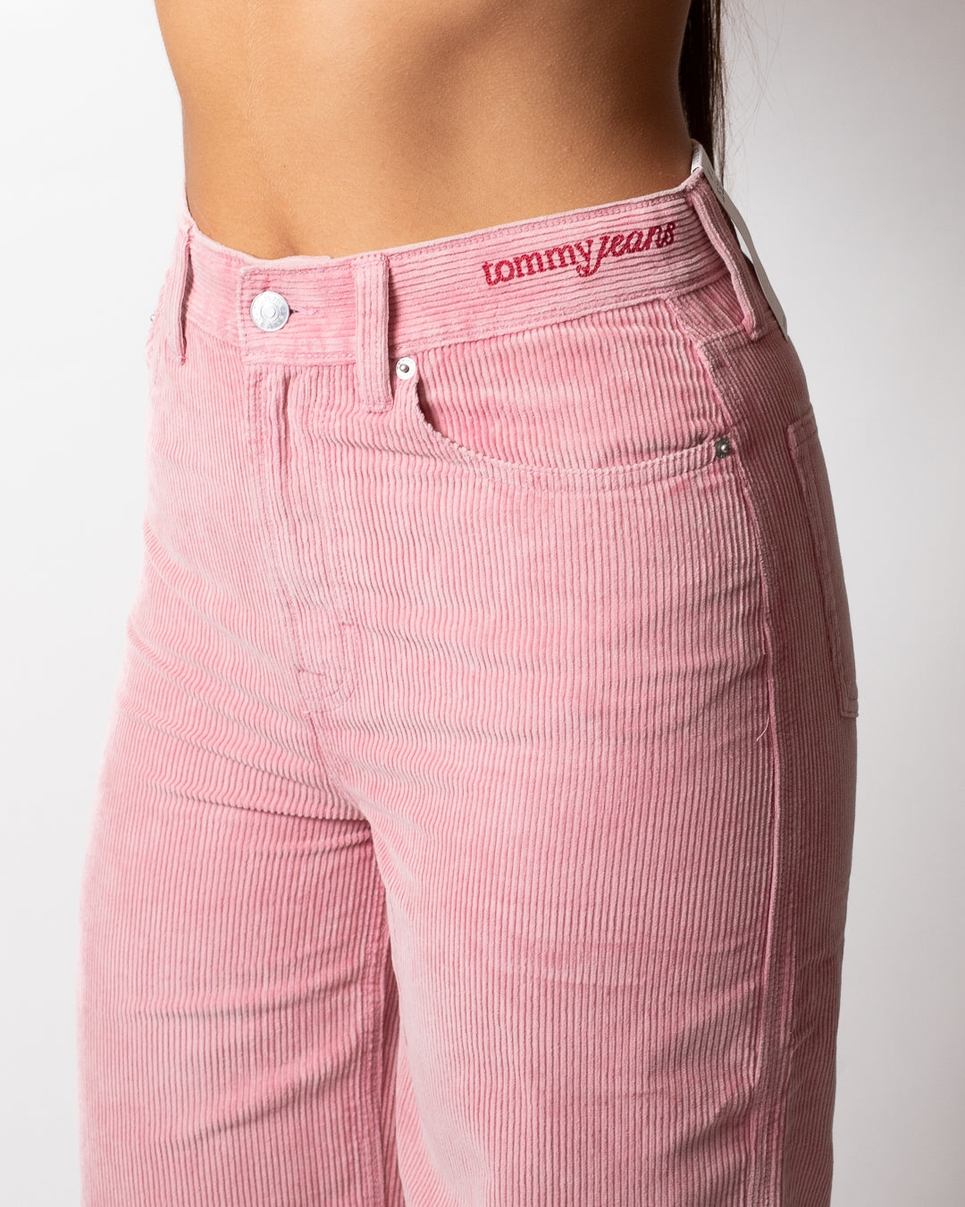 Pantalone Tommy Jeans high wide in costina donna