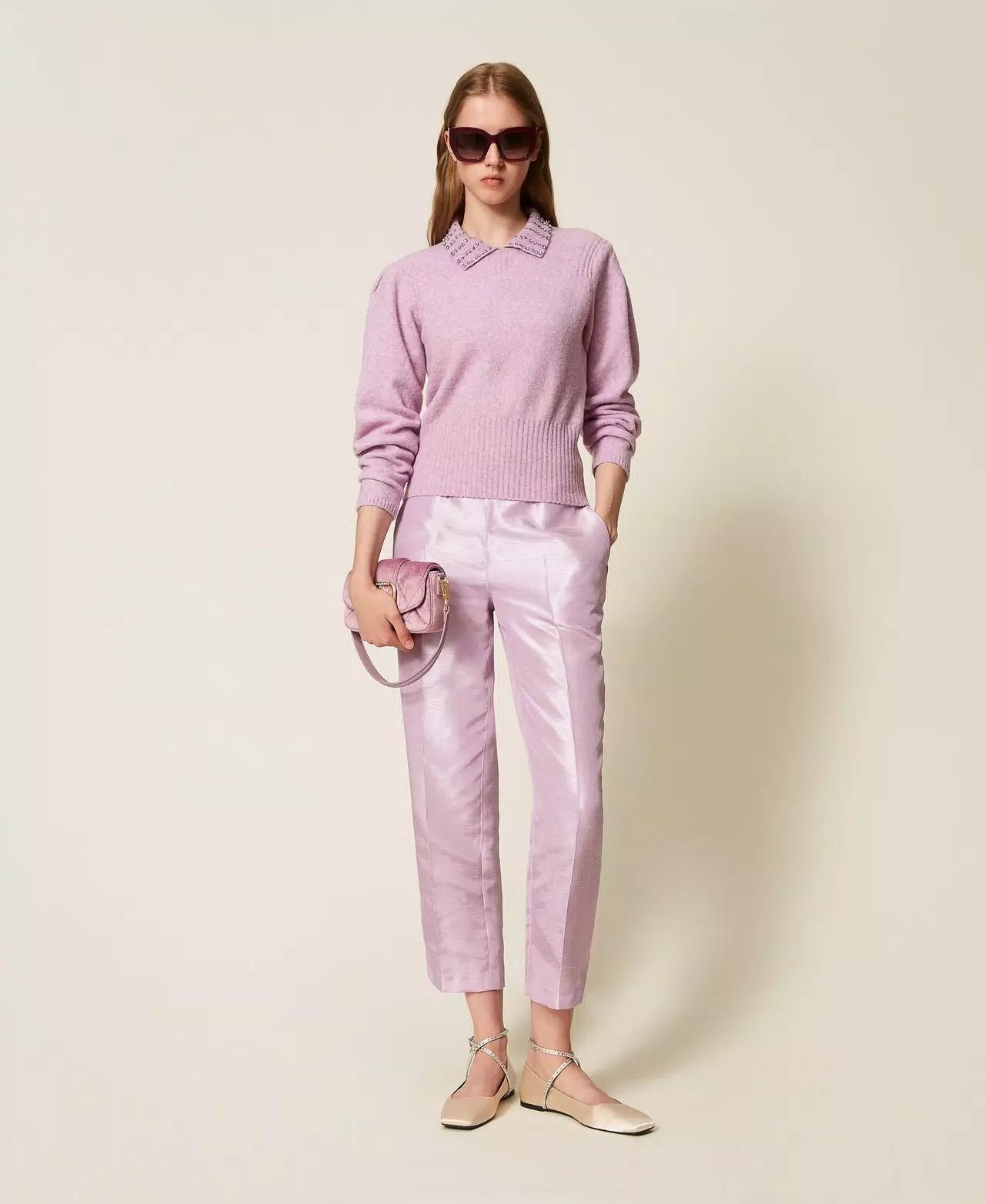 Maglia Twinset Actitude con colletto e gioielli donna