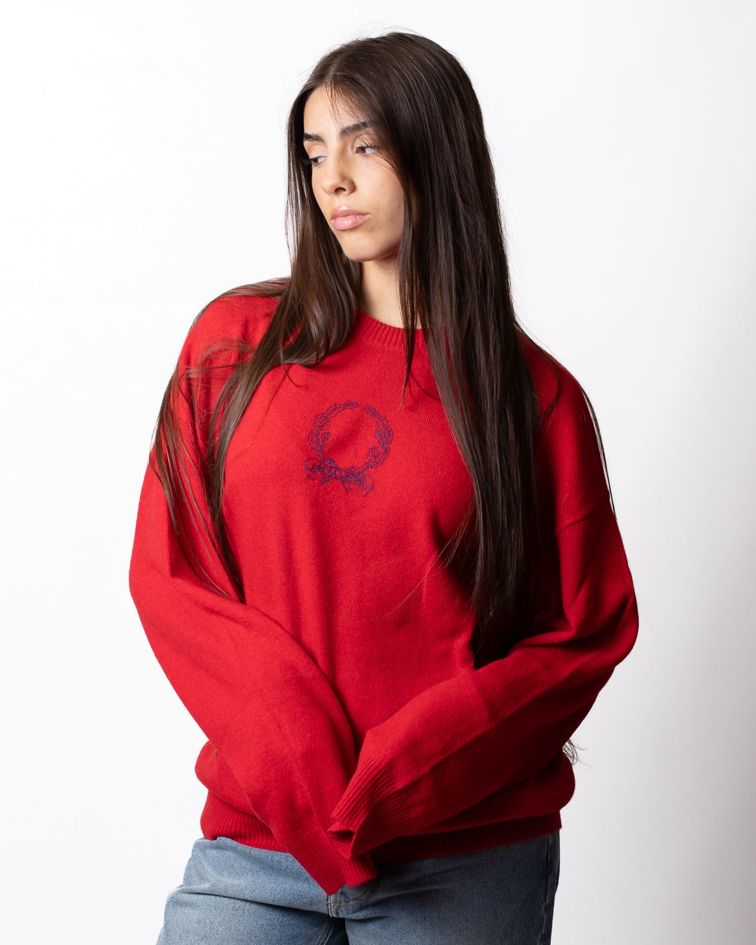 Maglia Moschino in misto lana con ricamo "Laurel crown"