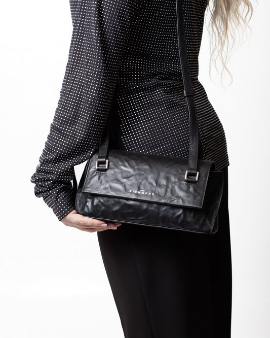 Borsa John Richmond in vera pelle con tracolla effetto ruvido donna
