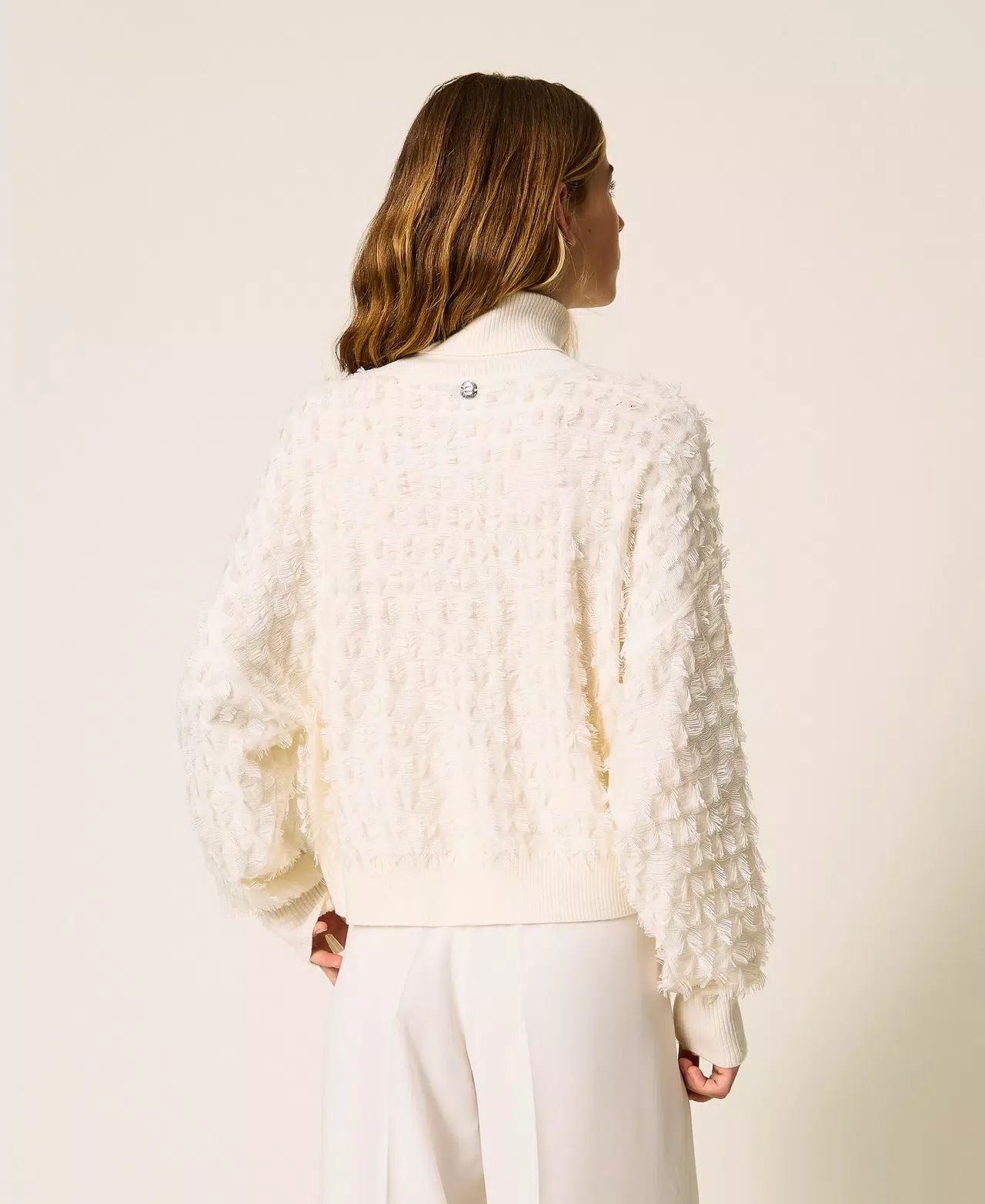 Maglia Twinset Actitude dolcevita con frange donna