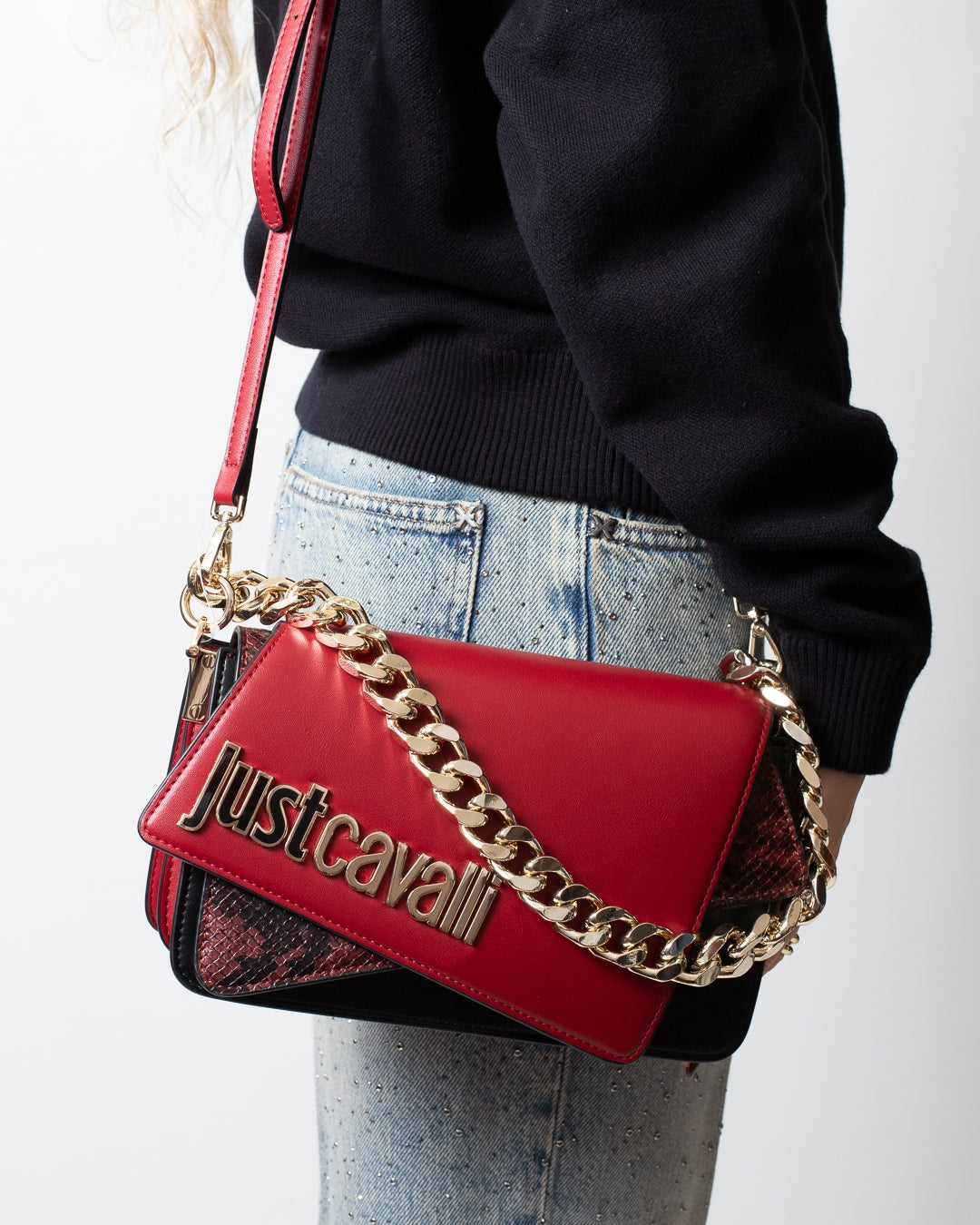 Borsa Just Cavalli "Metal Lettering" python donna