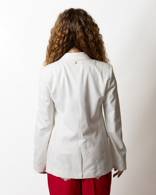 Giacca blazer Twinset Actitude monopetto con ricami in pizzo donna
