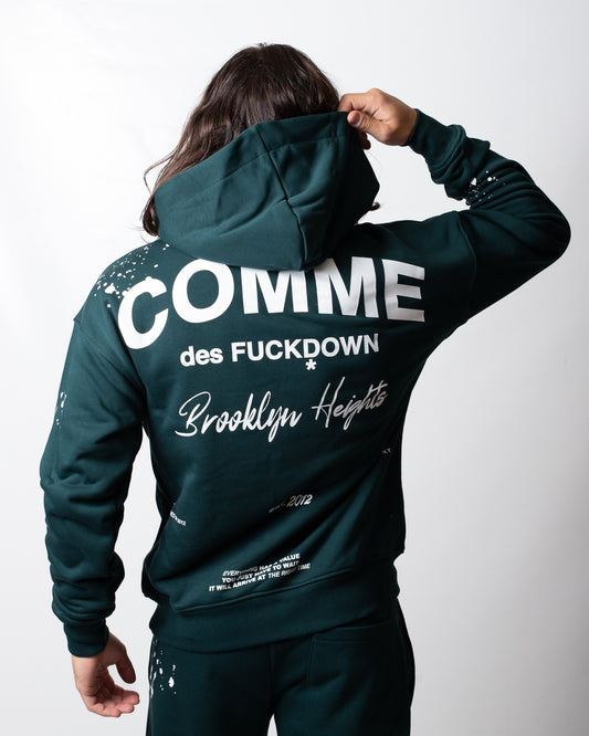 Felpa Comme des Fuckdown stampata con cappuccio uomo