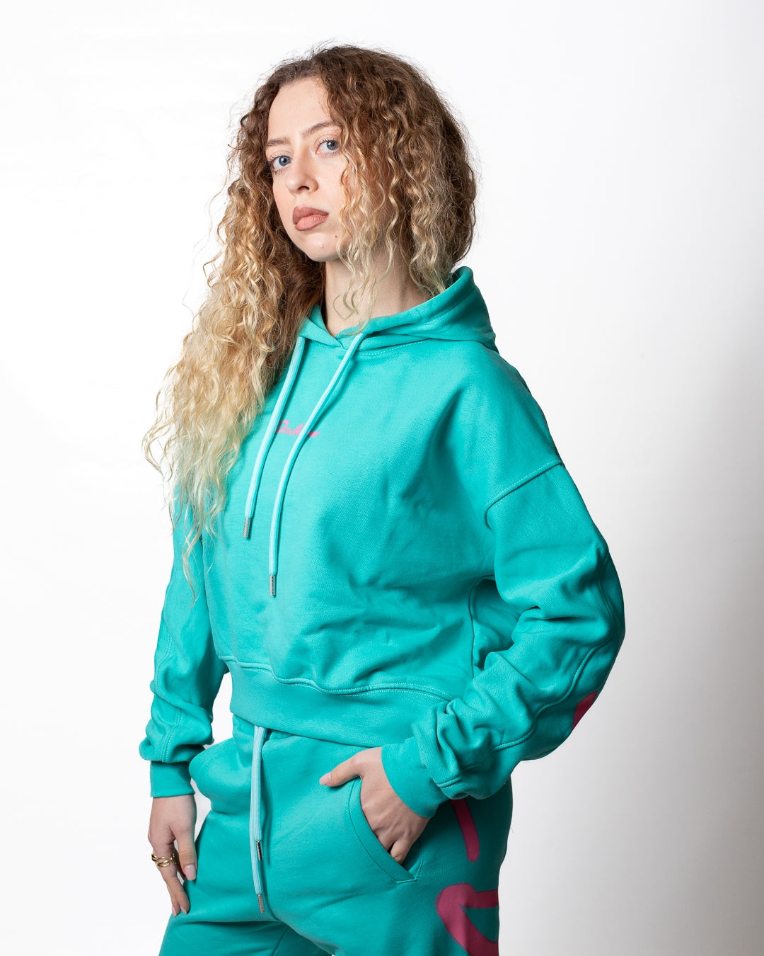 Felpa Disclaimer cropped con logo signature donna
