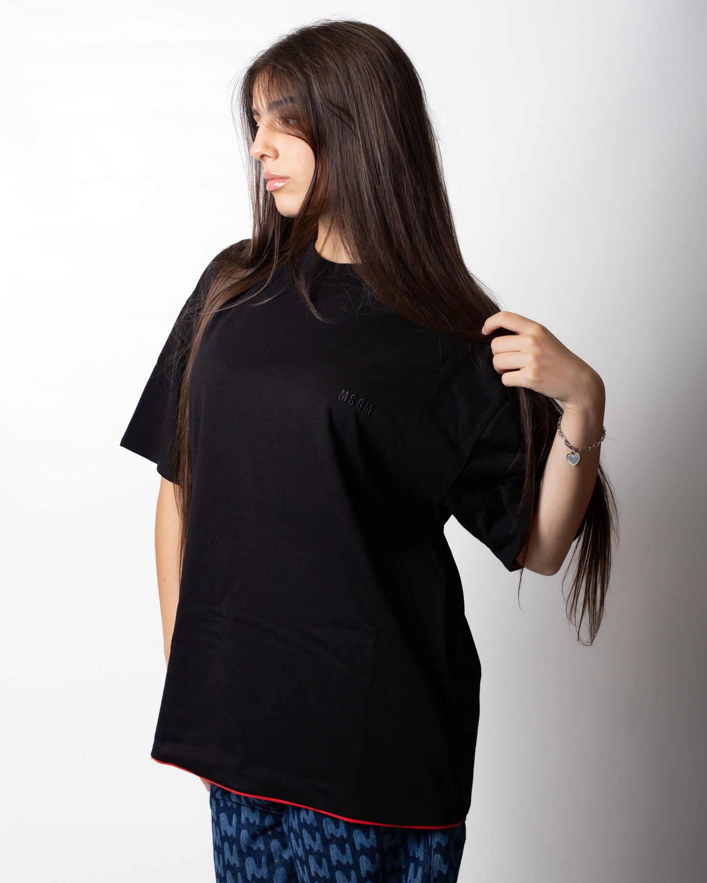 T-Shirt MSGM doppio tessuto con ricamo