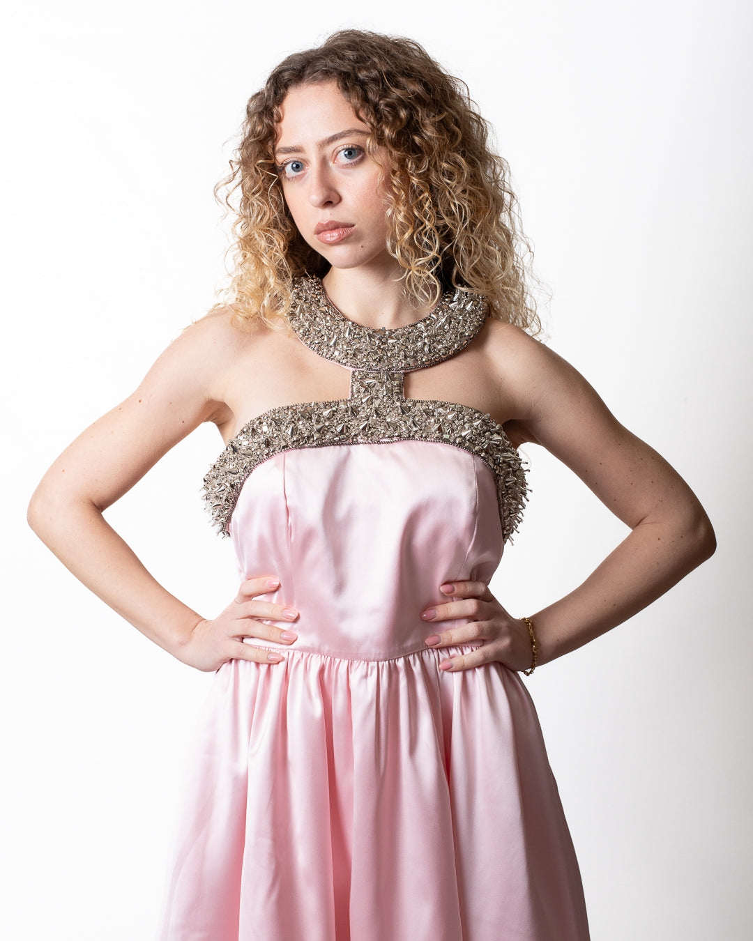 Abito John Richmond short dress in seta con borchie donna
