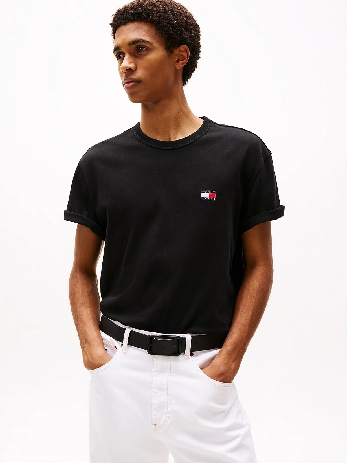 T-Shirt Tommy Jeans basic con bandiera ricamata uomo