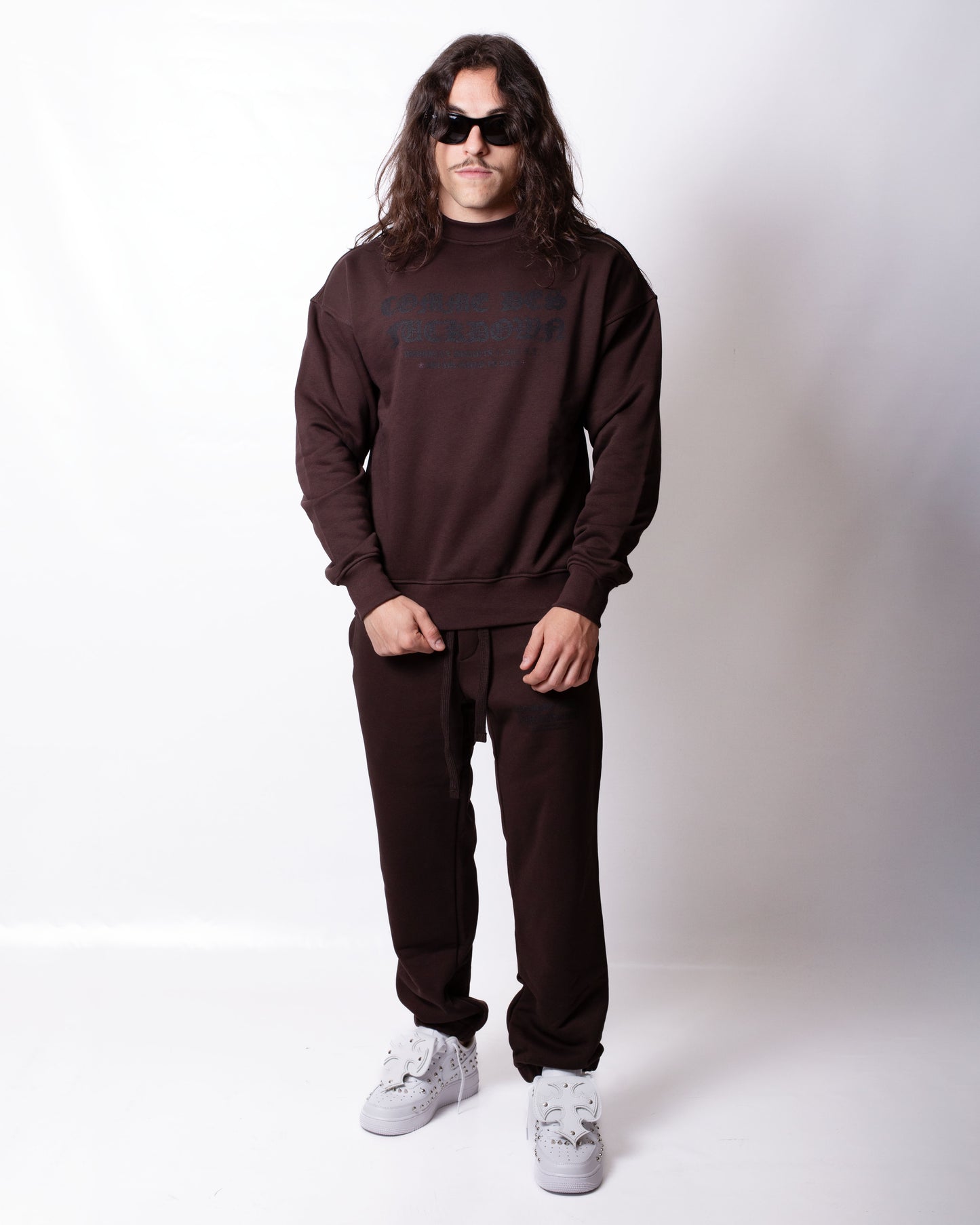 Felpa Comme des Fuckdown girocollo con stampe gothic uomo