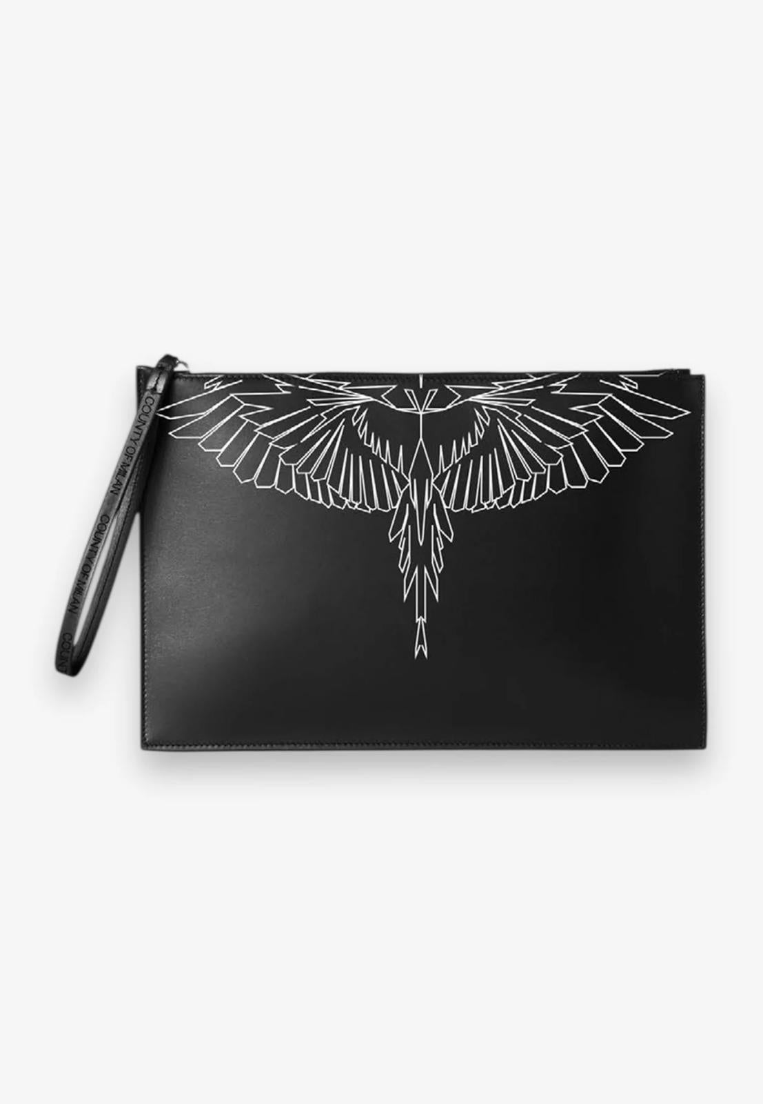 Pochette Marcelo Burlon in ecopelle con logo wings basic
