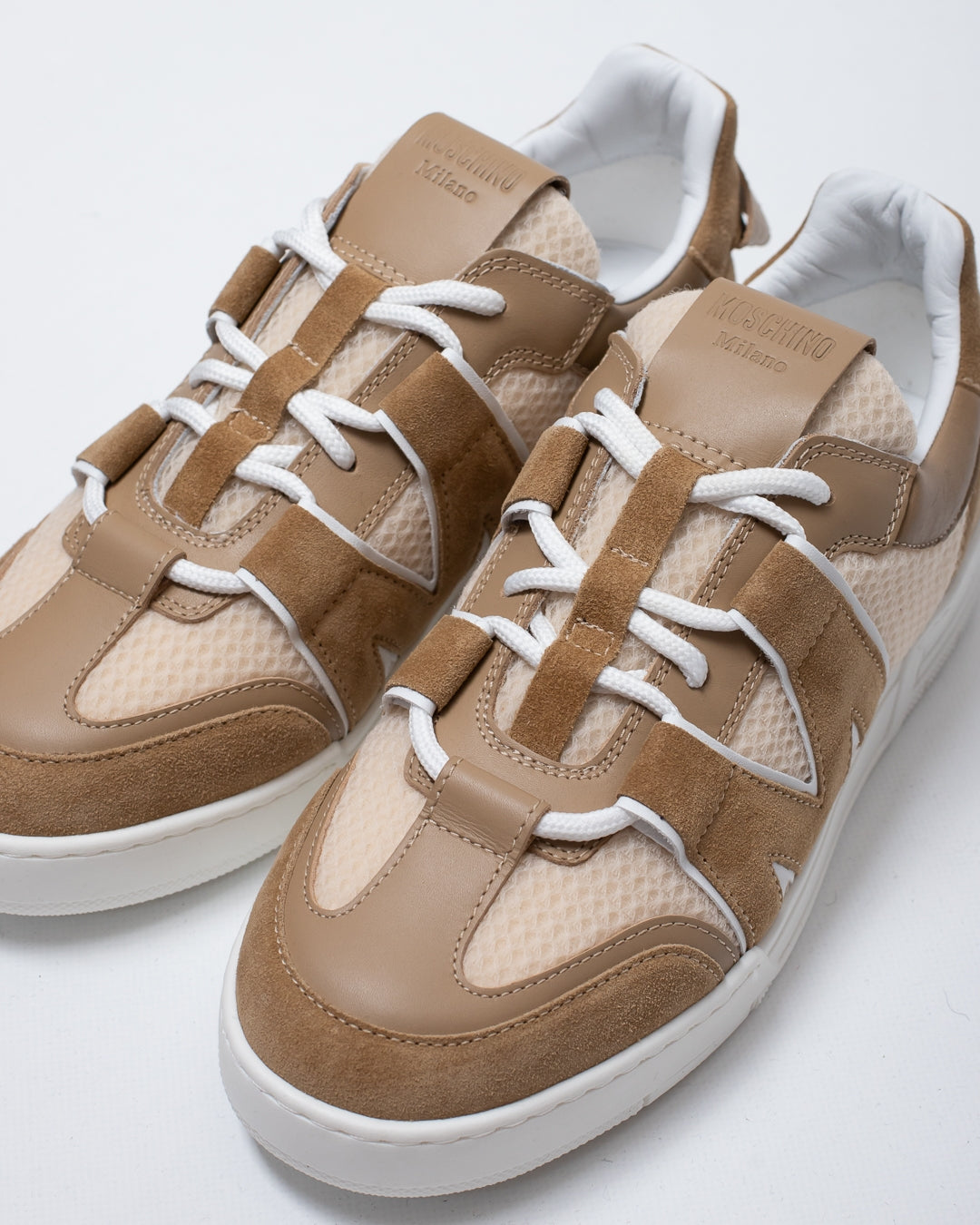 Sneakers Moschino in rete con dettagli in camoscio uomo