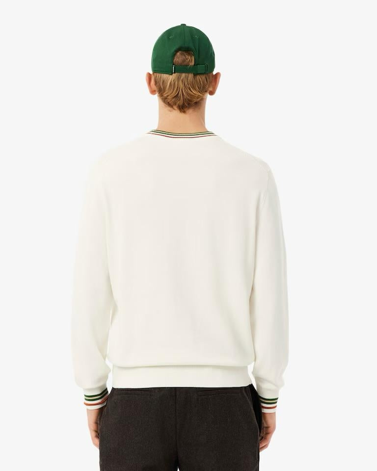 Maglia Lacoste girocollo con strisce a contrasto uomo