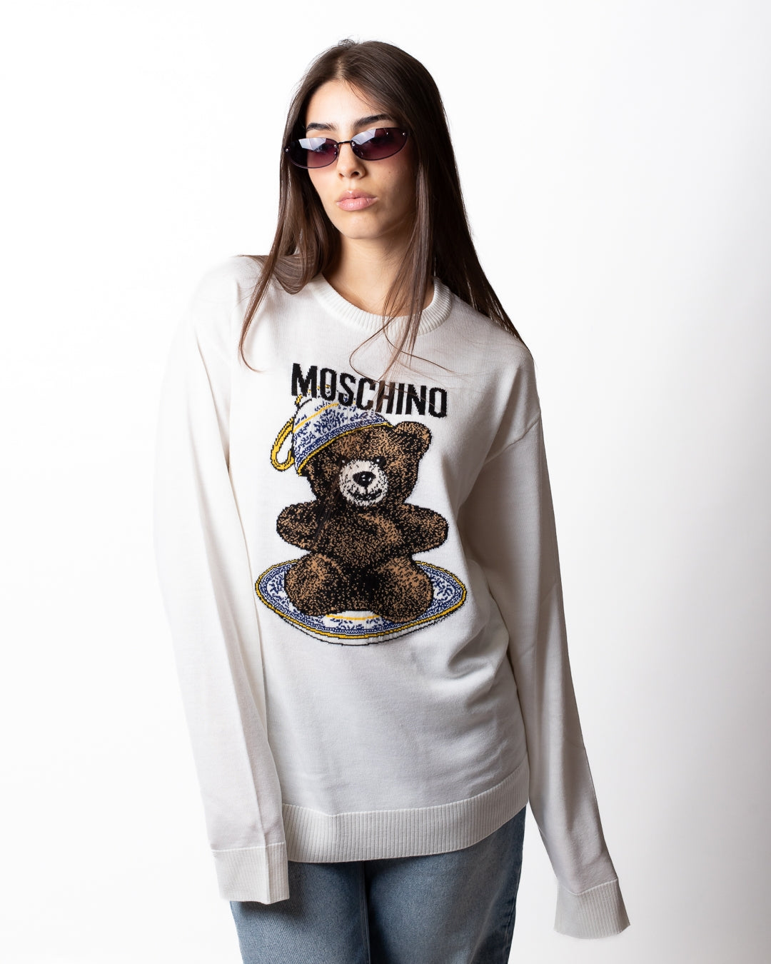 Maglia Moschino in lana con ricamo Teddy Bear