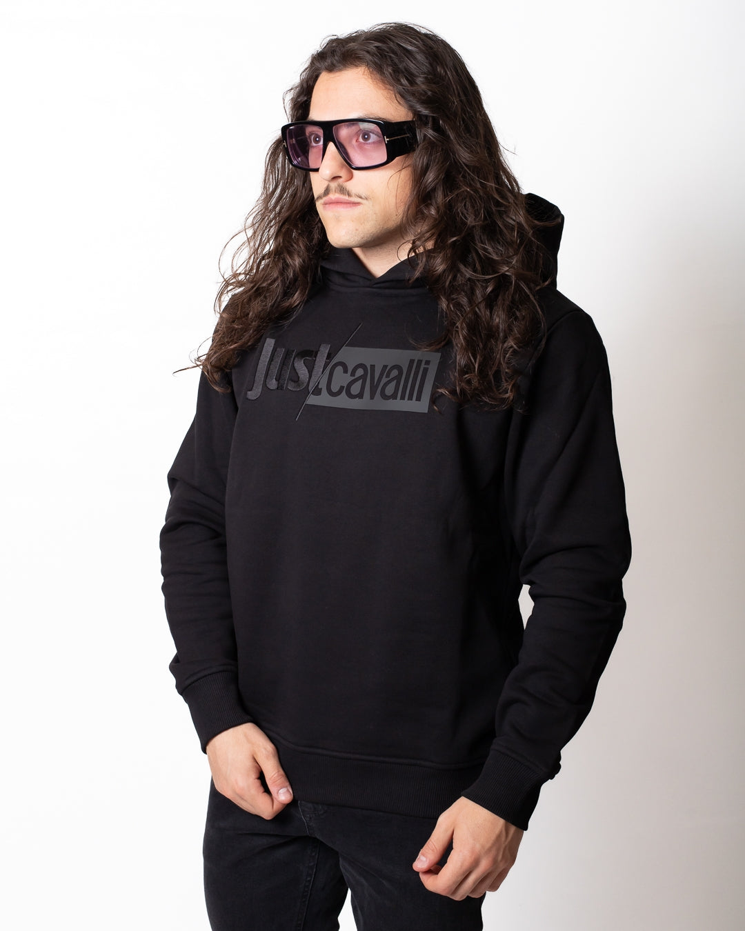 Felpa Just Cavalli "Logo Slash" con cappuccio uomo