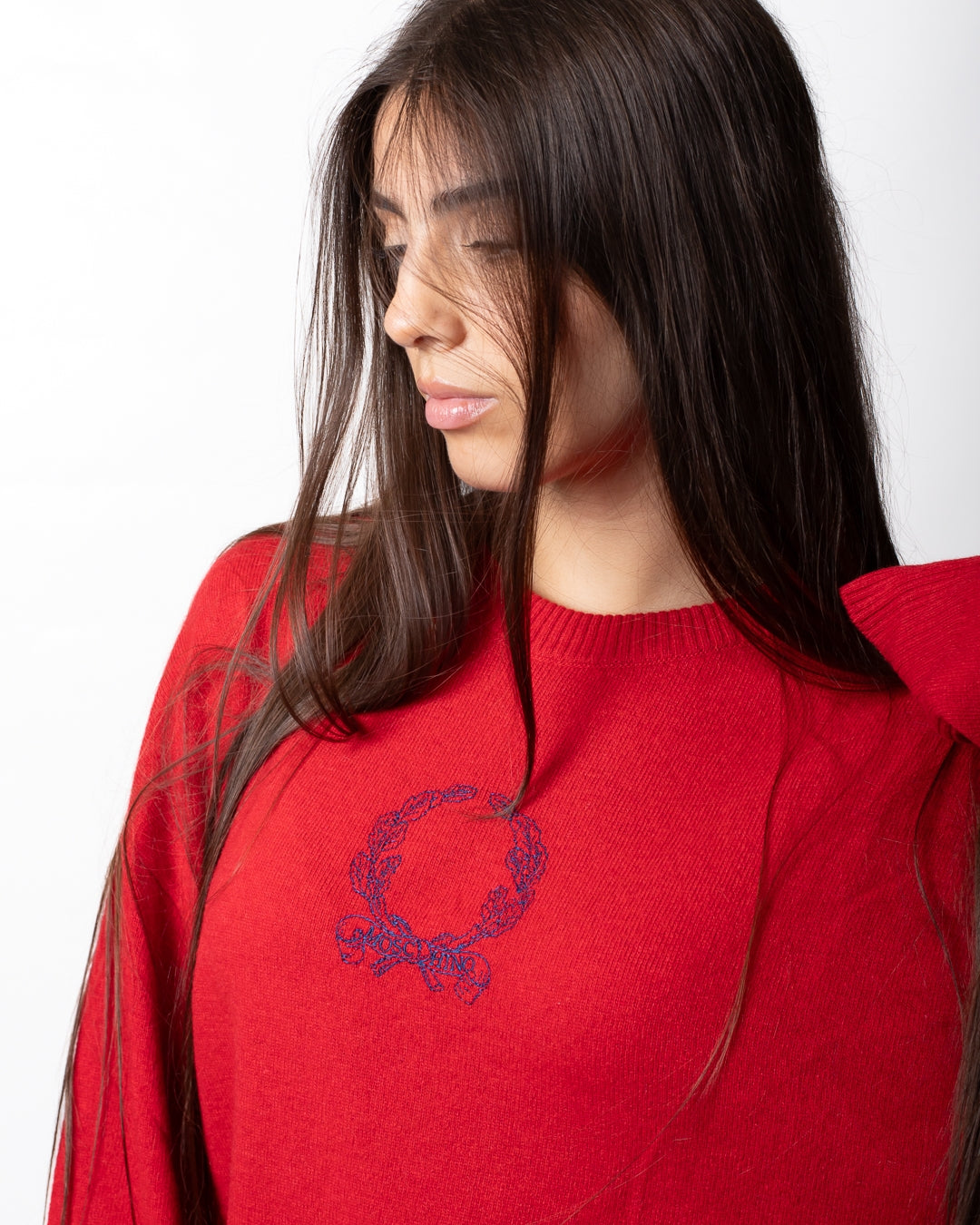 Maglia Moschino in misto lana con ricamo "Laurel crown"