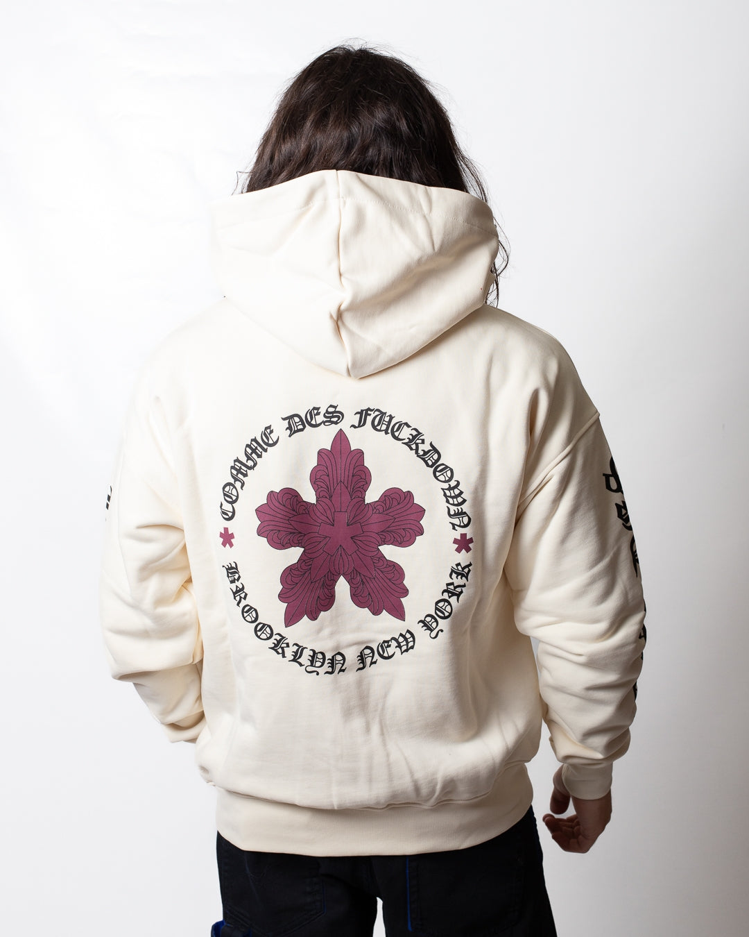 Felpa Comme des Fuckdown fullzip con cappuccio e stampa gothic uomo