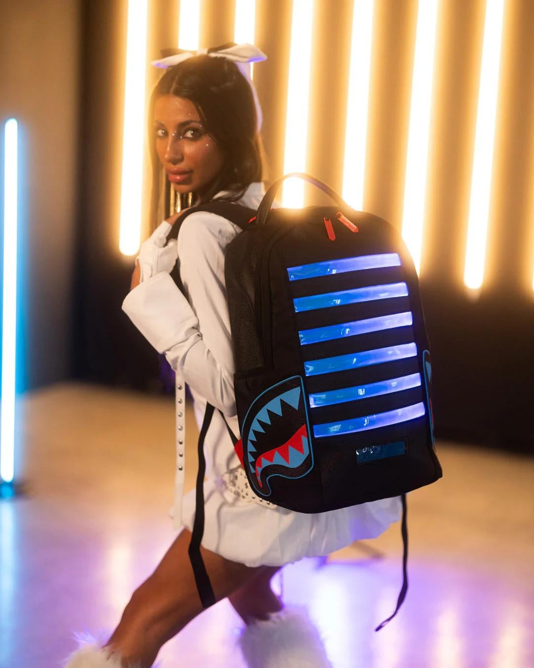 Zaino Sprayground nero Led stripe sharks dlx backpack