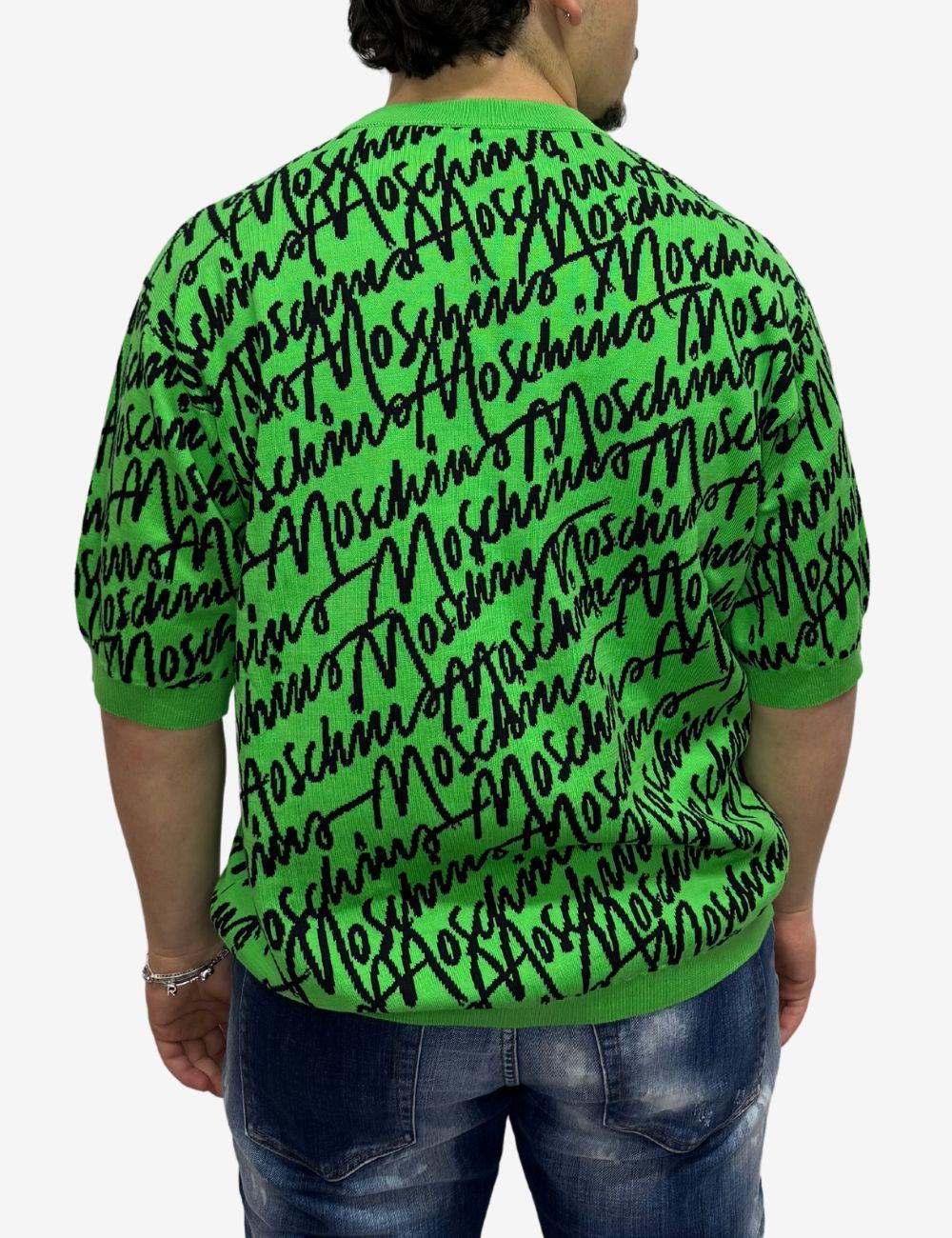 T-Shirt Moschino in maglia con logo all-over uomo