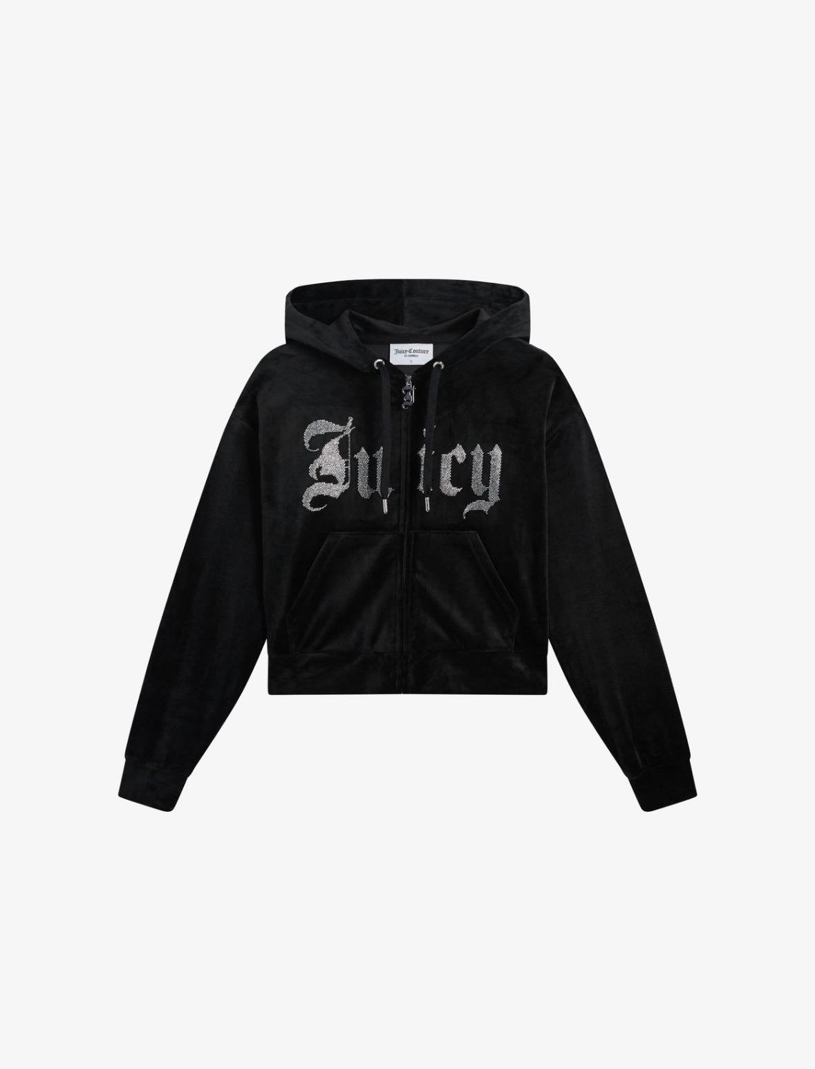 Felpa Juicy Couture full zip con cappuccio e logo strass