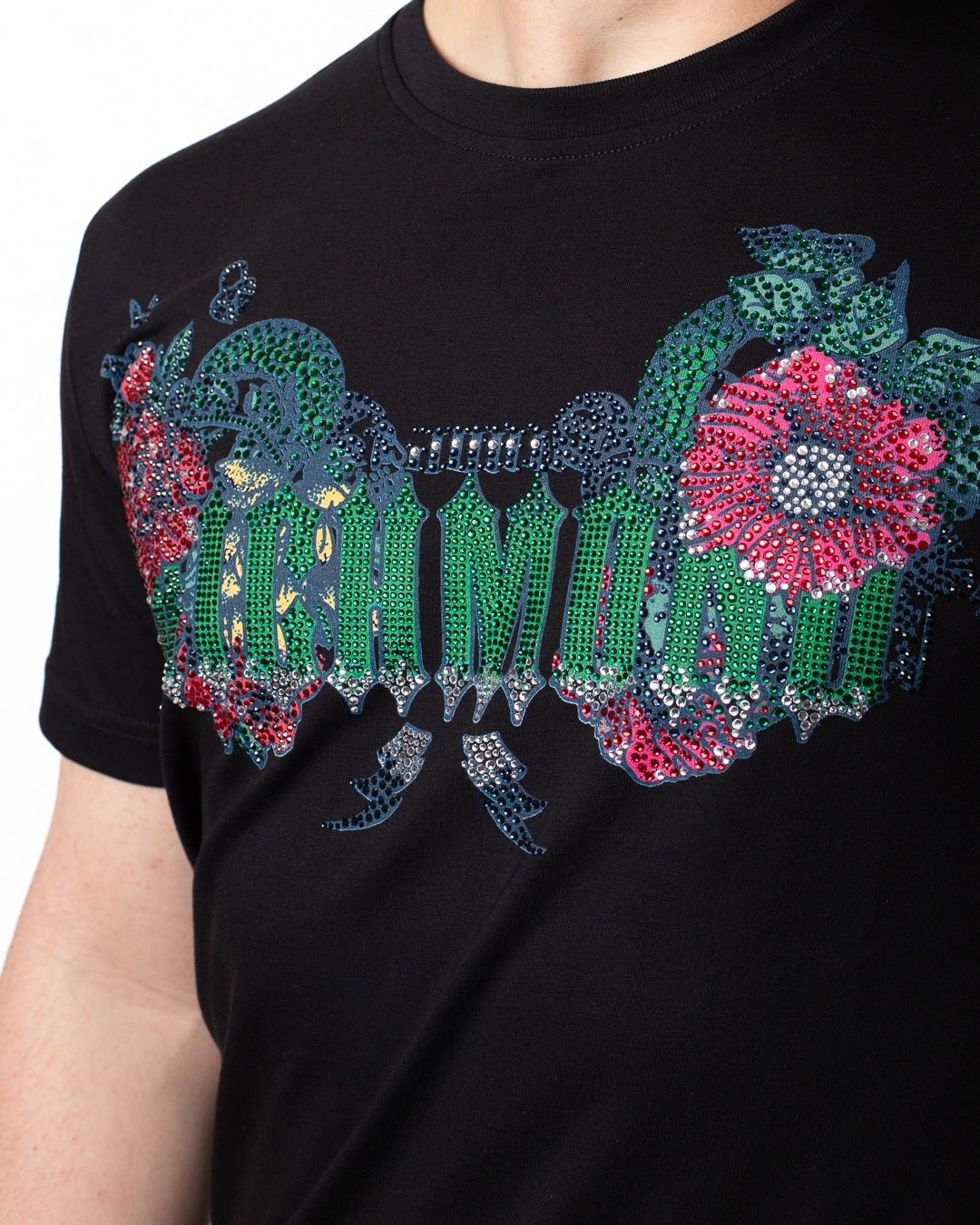 T-Shirt John Richmond con stampa e strass uomo