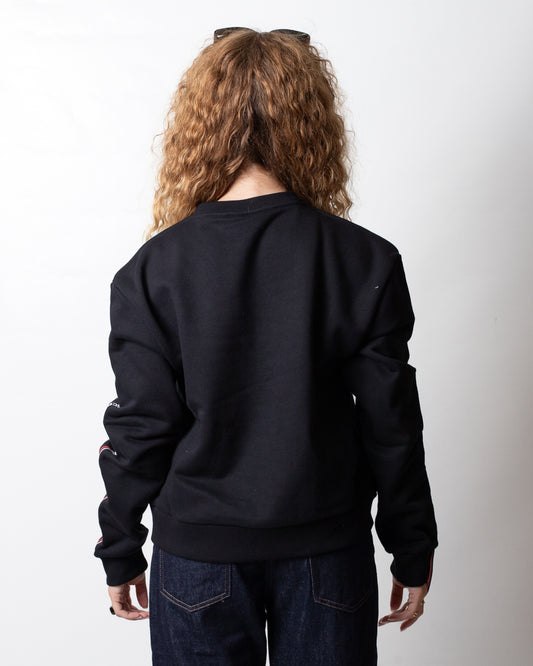 Felpa GCDS girocollo in piquet logo tape donna