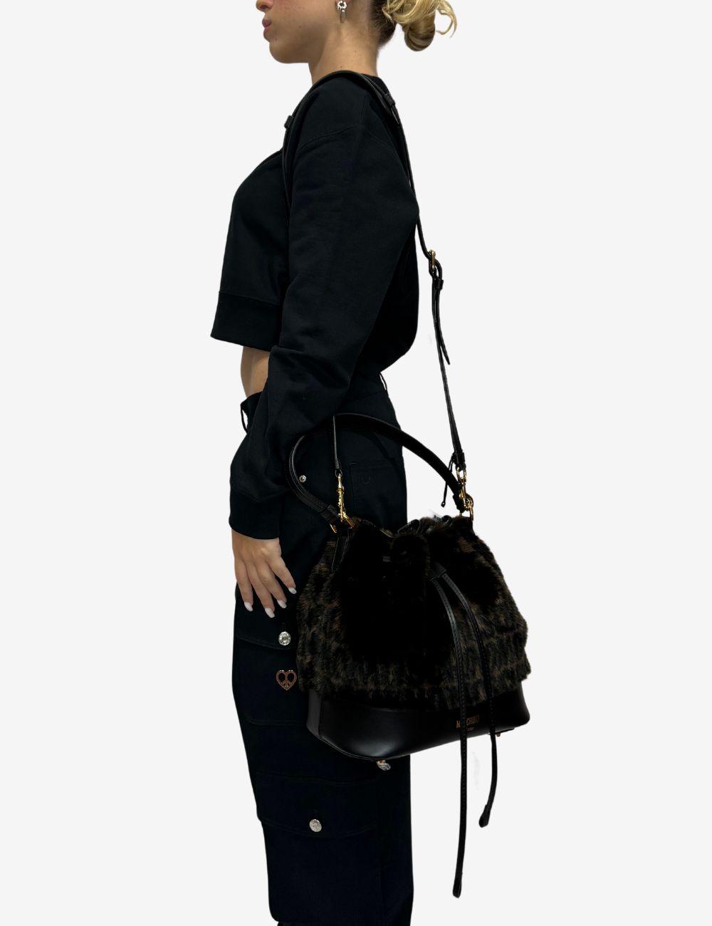 Borsa Moschino a secchiello con pelliccia sintetica donna