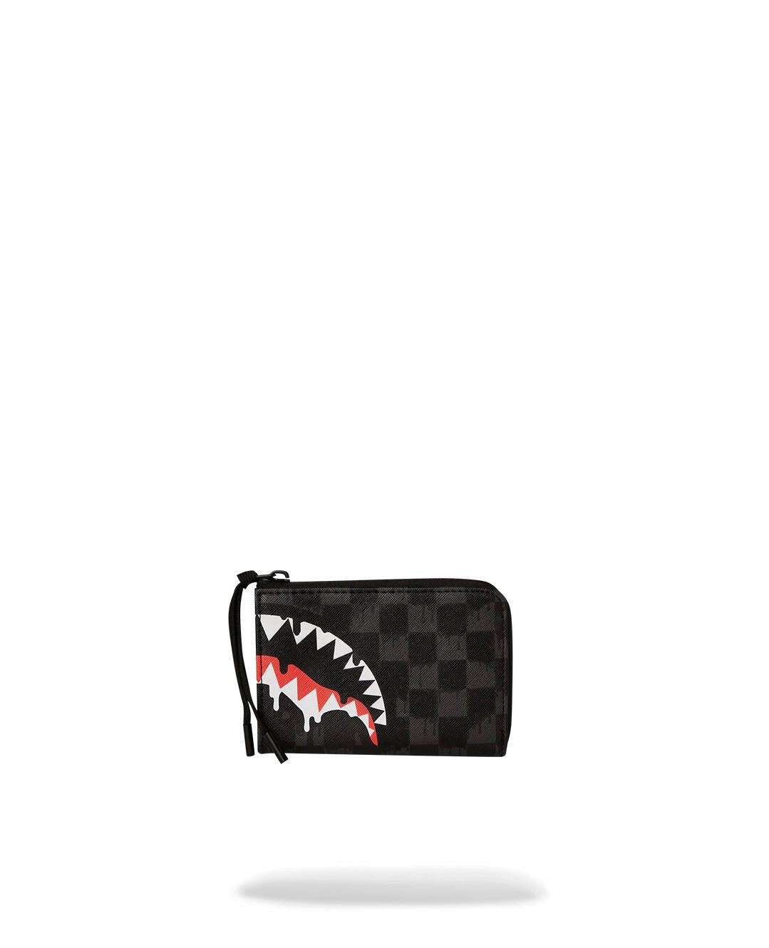 Portafoglio Sprayground nero dripping sharks in paris zip-out walle