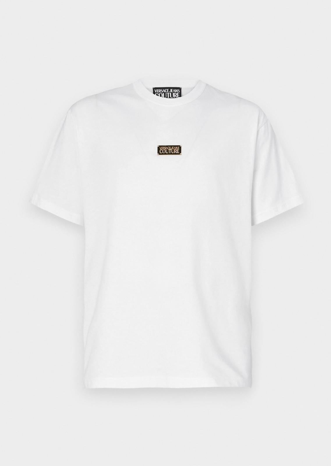T-Shirt Versace Jeans Couture con placca logata in metallo uomo
