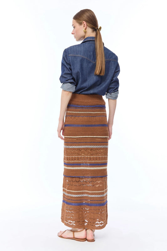 Gonna Nenette in maglia traforata a righe donna