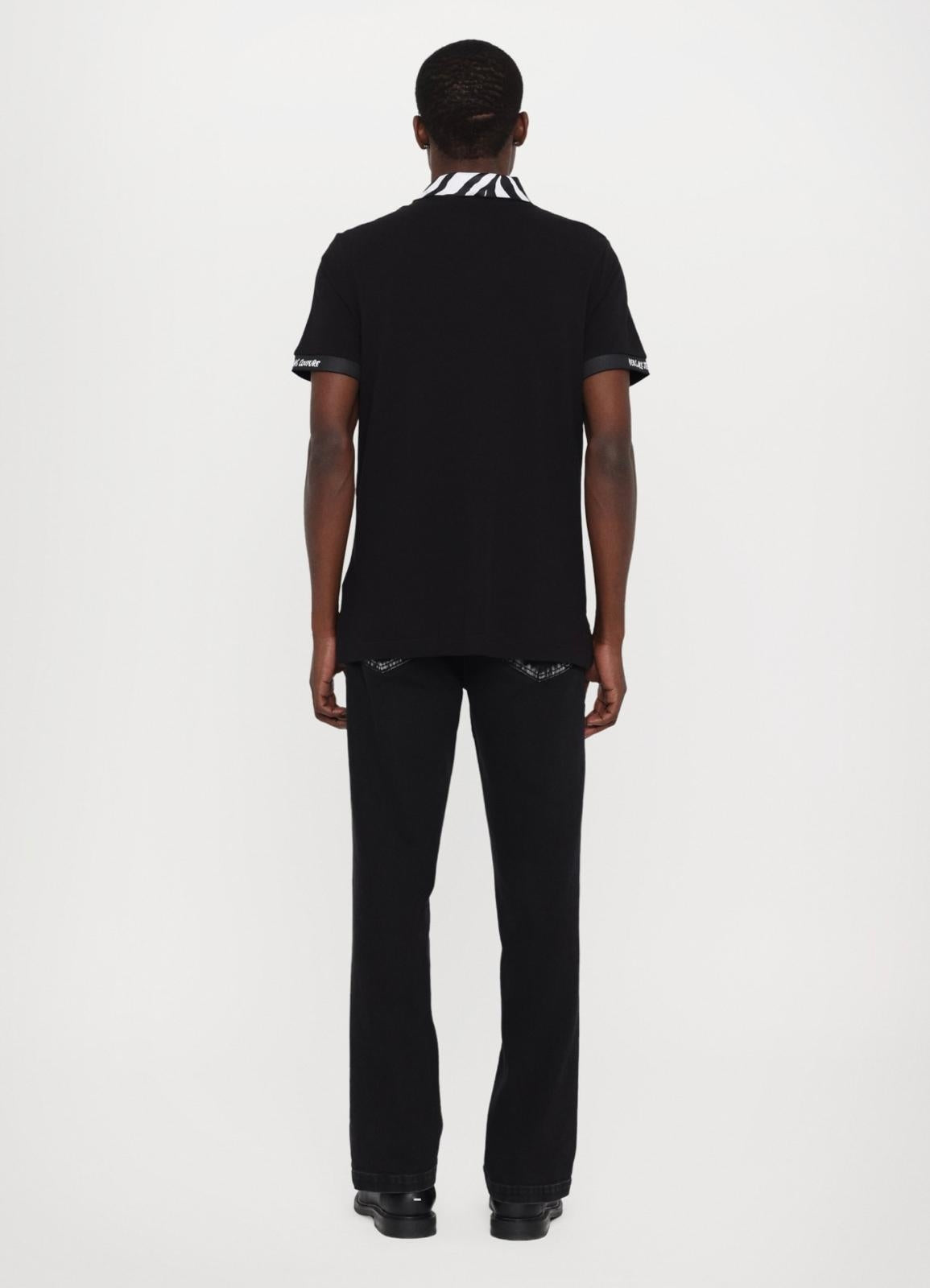 Polo Versace Jeans Couture in pique con logo sul petto e colletto fantasia uomo