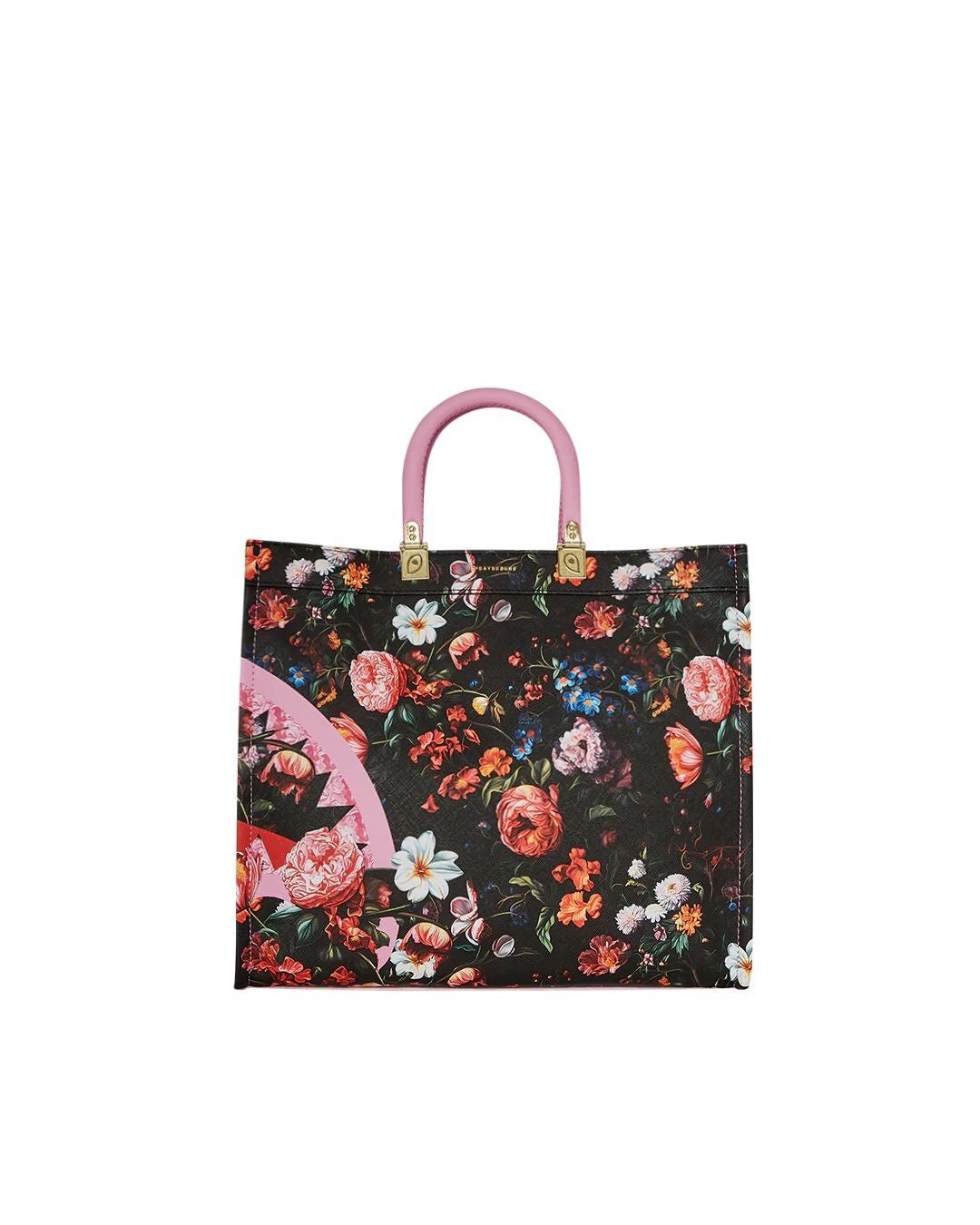 Borsa Sprayground nero pink flowers tote