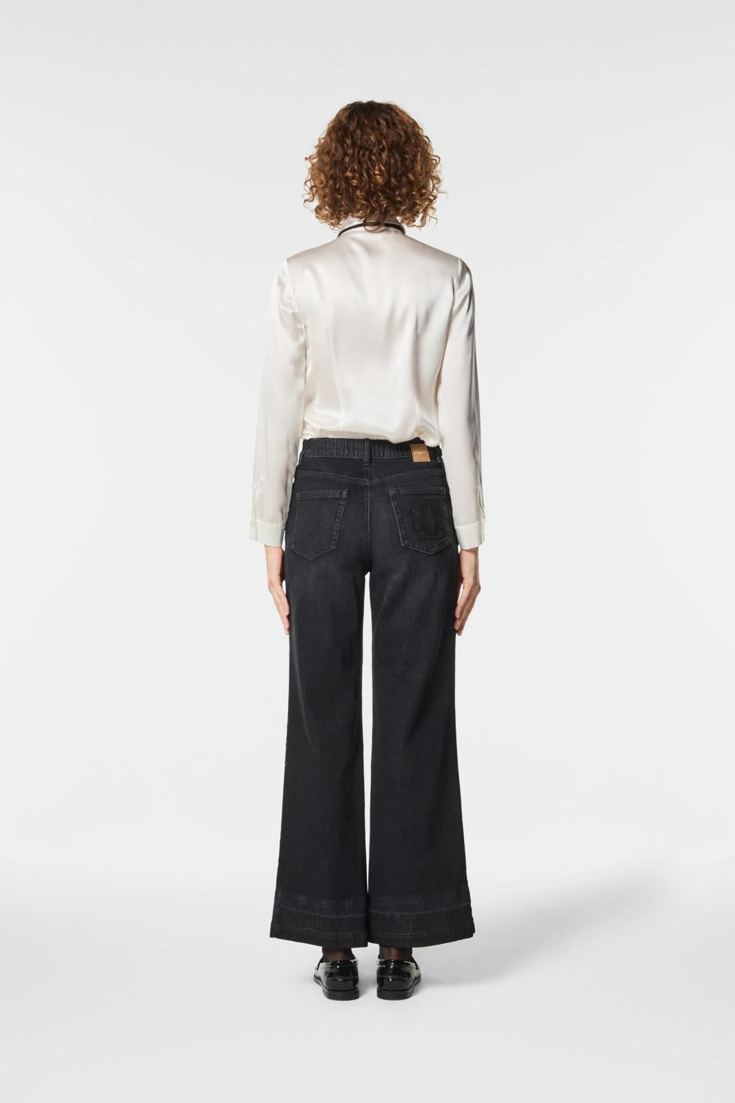 Pantalone Nenette straight in denim con strass donna