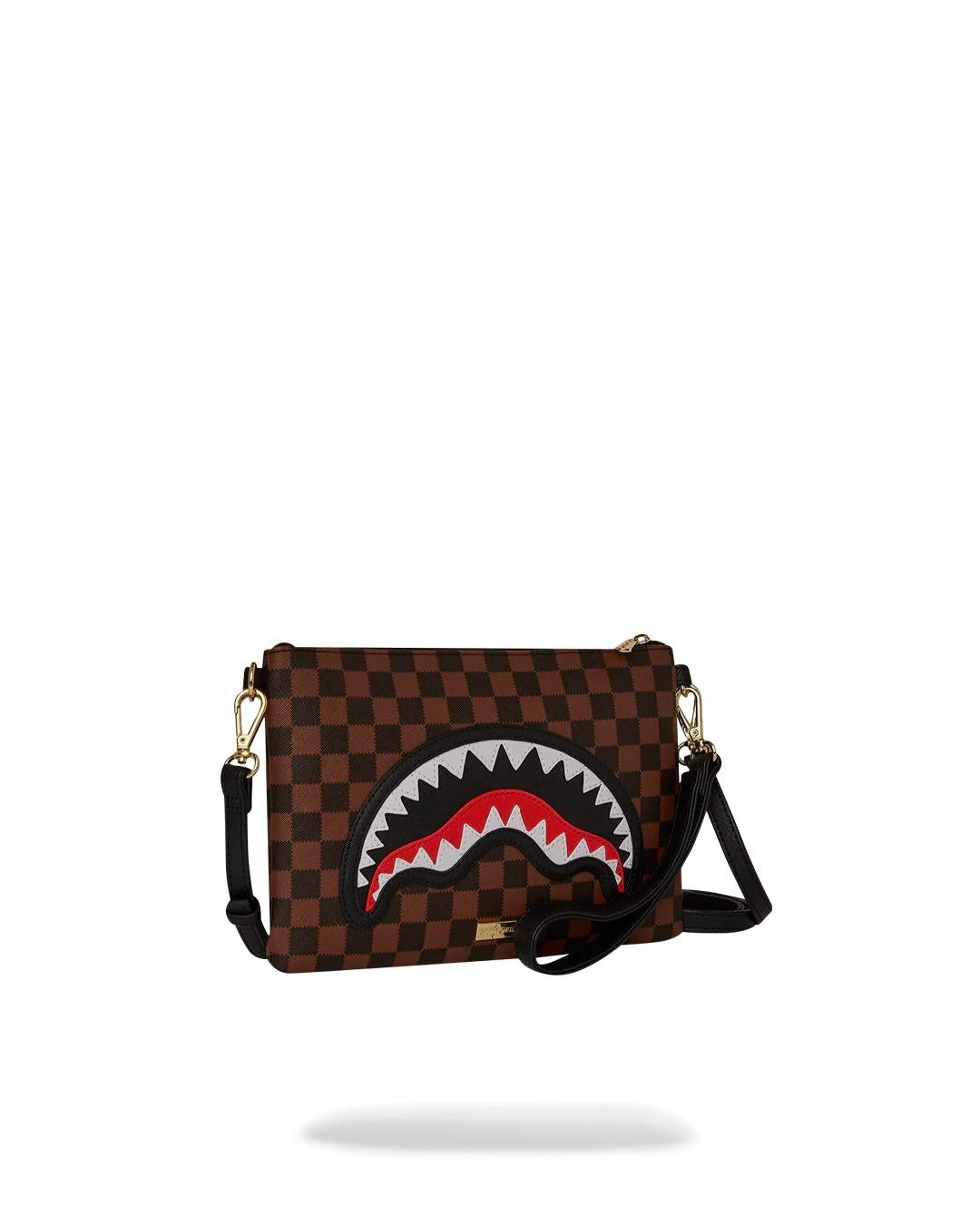 Pochette Sprayground marrone Sawtooth sharks in paris crossover clutch con tracolla