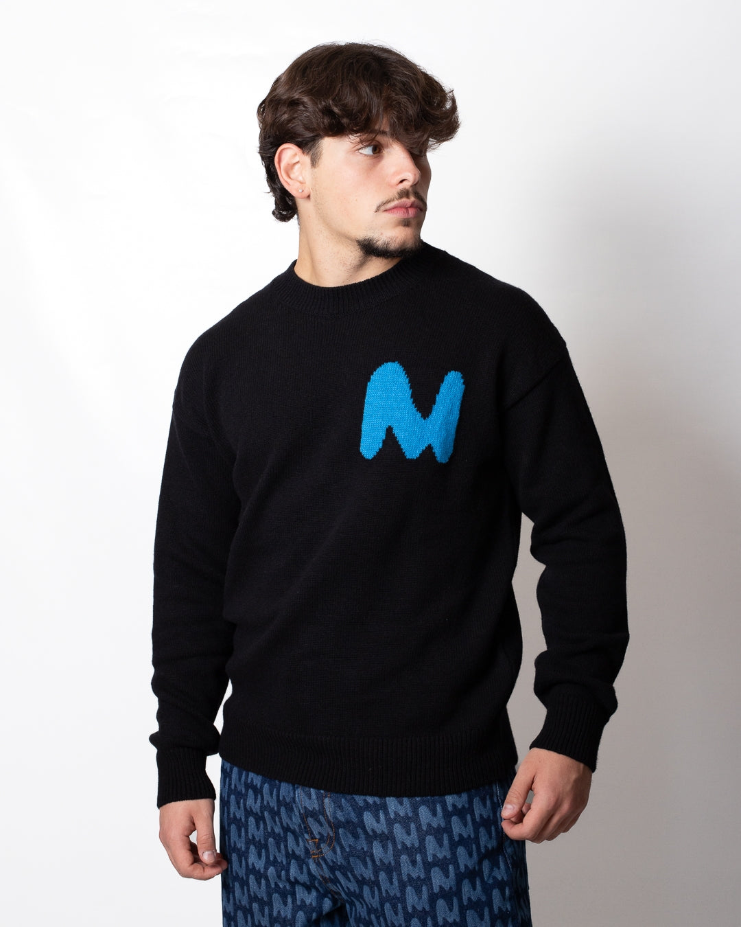 Maglia MSGM girocollo in misto lana con logo monogram
