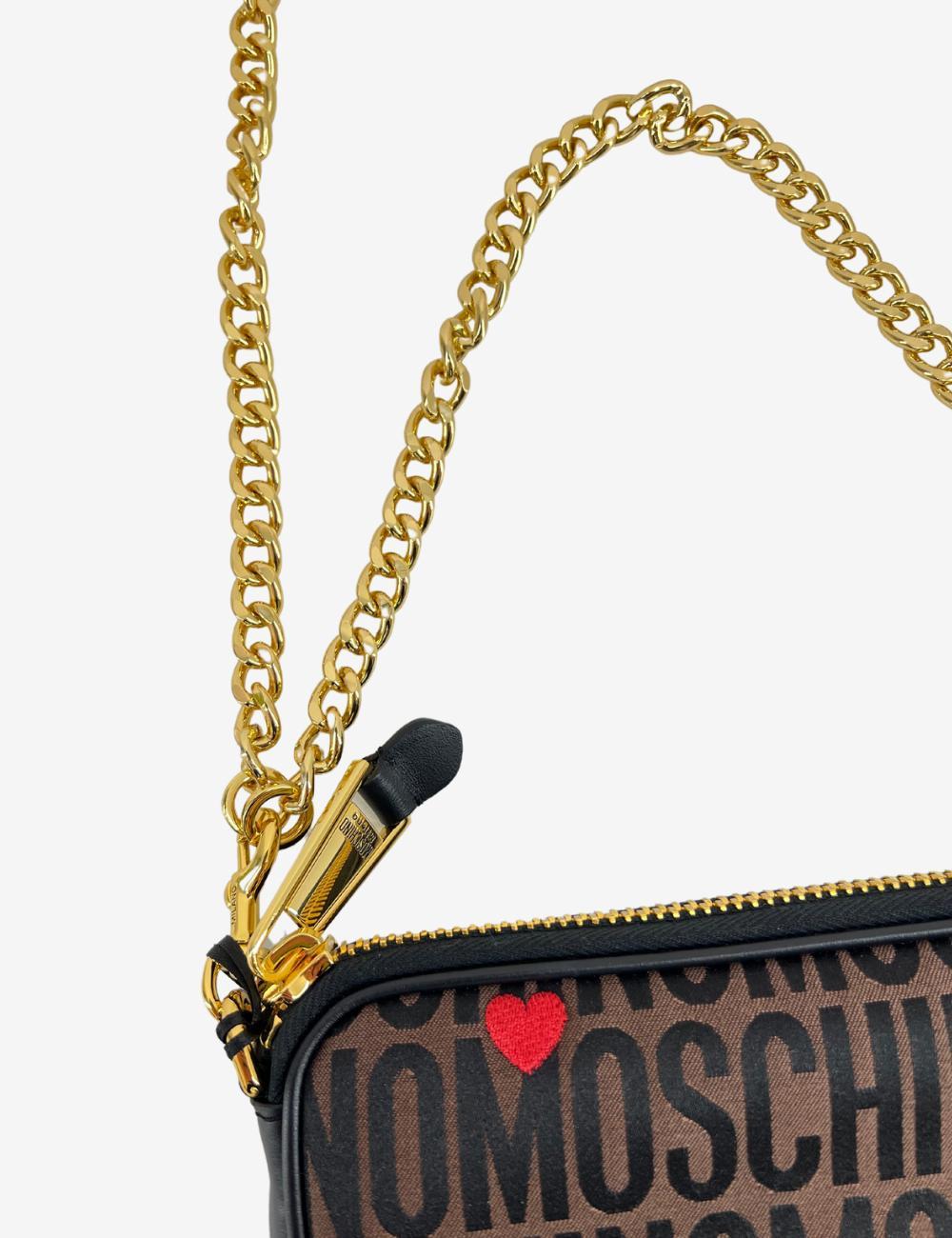 Borsa Moschino con cuori ricamati e tracolla donna