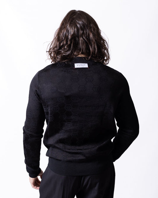 Maglia Philipp Plein in lana con monogram e patch logo