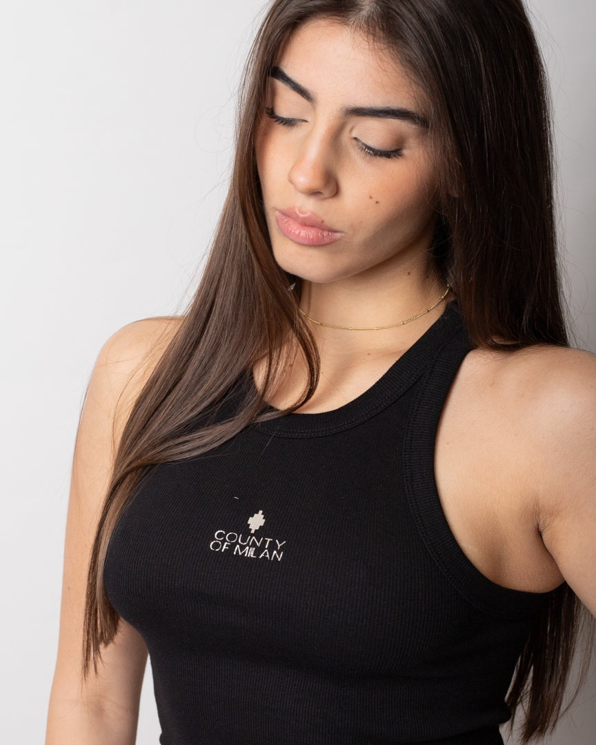 Canotta Marcelo Burlon cropped in costina donna