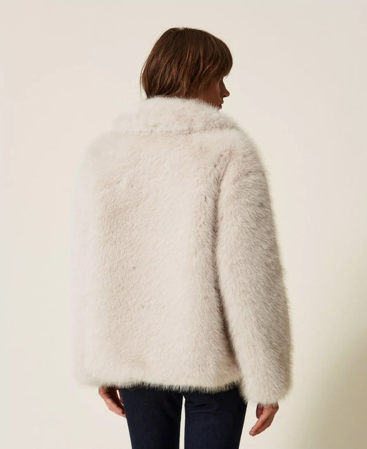 Cappotto Twinset Actitude doppiopetto in faux fur donna