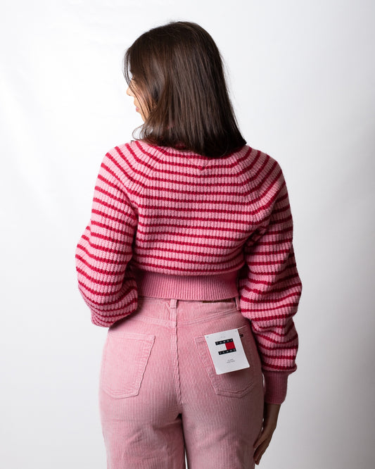 Maglia Tommy Jeans girocollo cropped a strisce donna