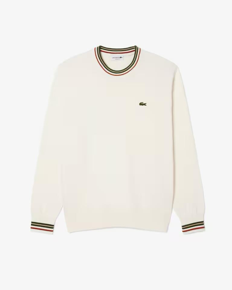 Maglia Lacoste girocollo con strisce a contrasto uomo